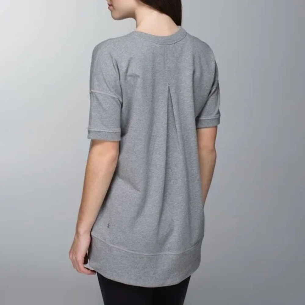 Lululemon Heathered Grey Short Sleeve Mudra Sweatshirt Oversized Sweater - Sz 6* - Picture 3 of 15